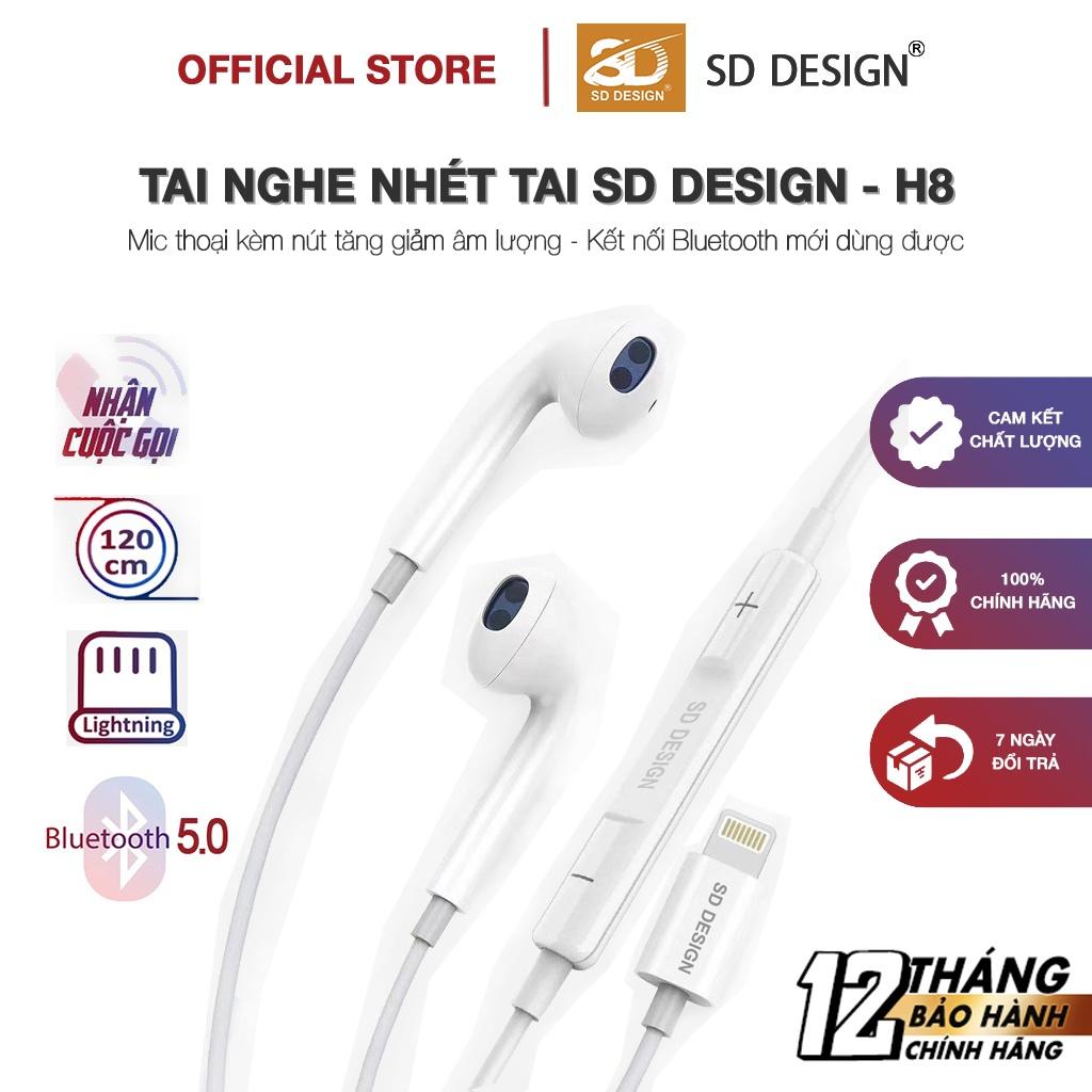 Tai nghe cho iPhone nhét tai chân SD DESIGN H8 có mic đàm thoại - Kết nối bluetooth mới dùng được