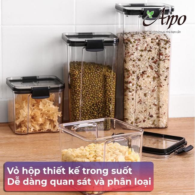 Hộp Nhựa Đựng Ngũ Cốc, Đồ Khô Trong Nhà Bếp Với Nắp Đậy Kín Khí - Hộp Bảo Quản Trong Suốt