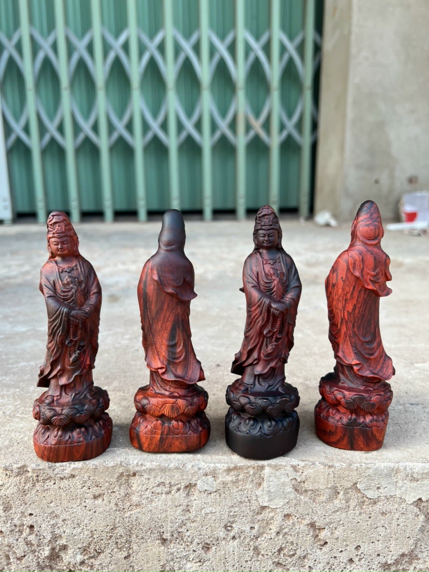 Tượng phật bà quan âm bồ tát miin bằng gỗ trắc kt cao 15×3×4cm