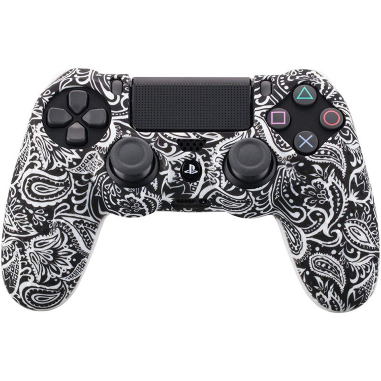 Bao Slicon Tay Cầm PS4 Mẫu Tattoo BW - Bọc Bảo Vệ Console Chống Va Đập, Tăng Độ Bám, Hạn Chế Mỏi Tay Khi Chơi Game Lâu