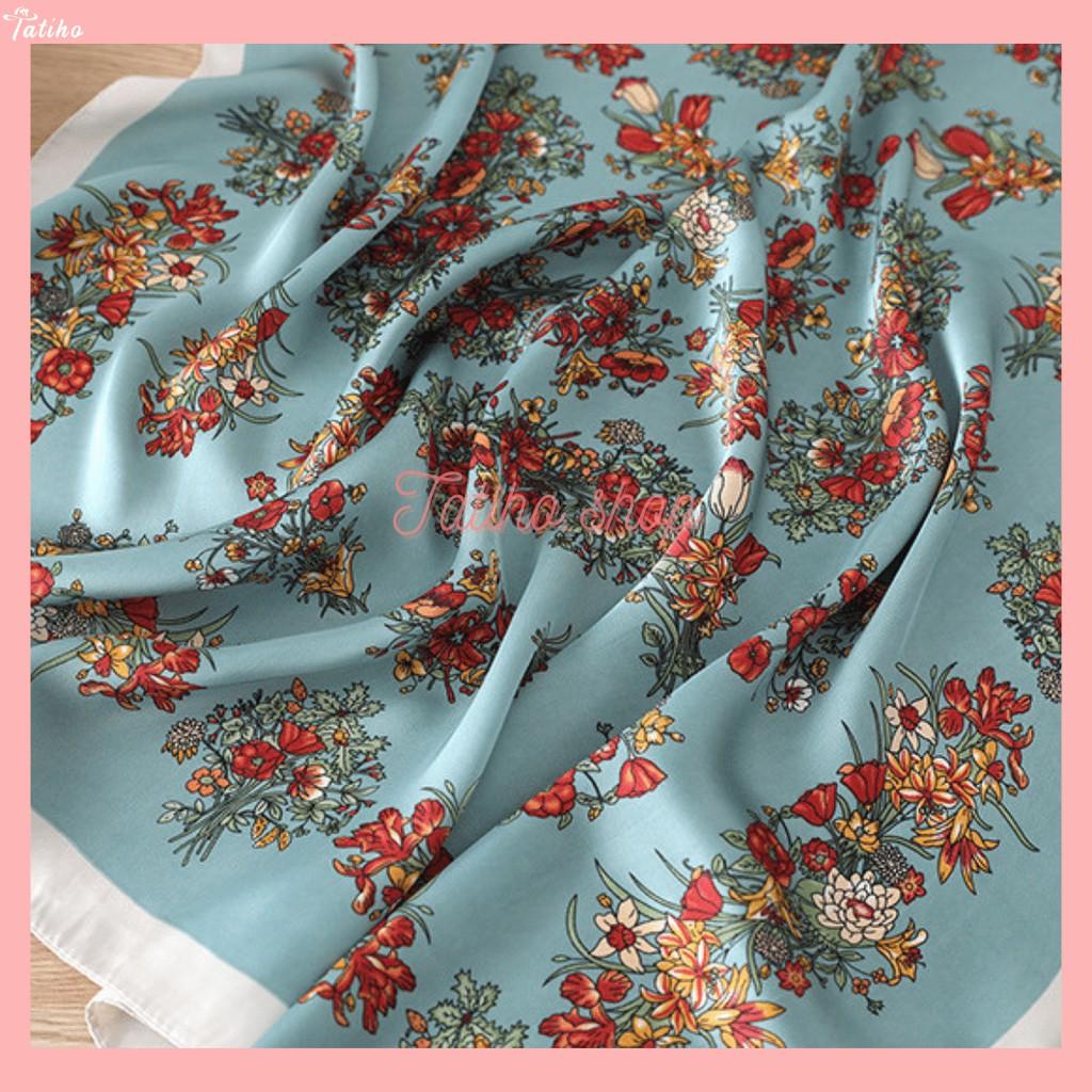 Khăn Lụa Vuông Họa Tiết Hoa Nhí Sang Trọng - Chất Liệu Chiffon 70x70cm - Mã KL049