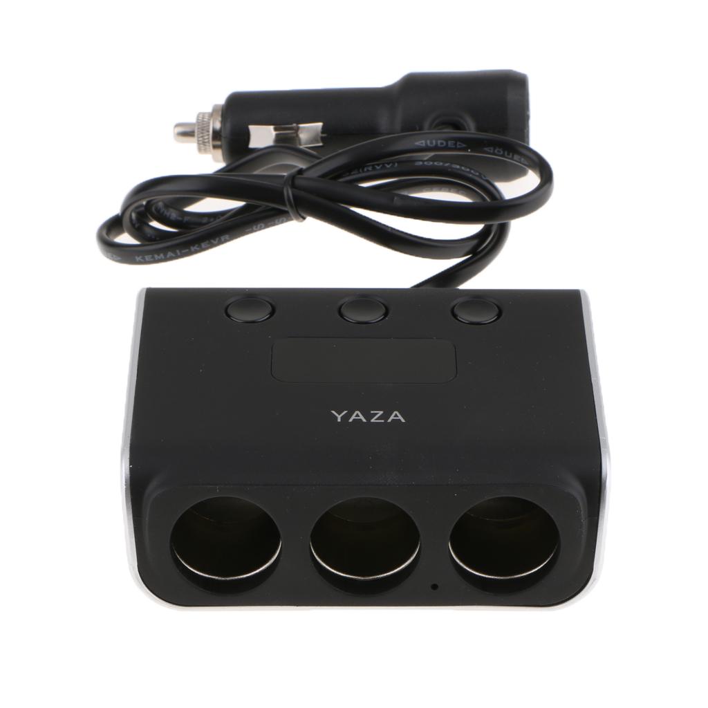 Dual USB Charger 3 Way Car Cigarette Lighter Socket Splitter Adapter Black