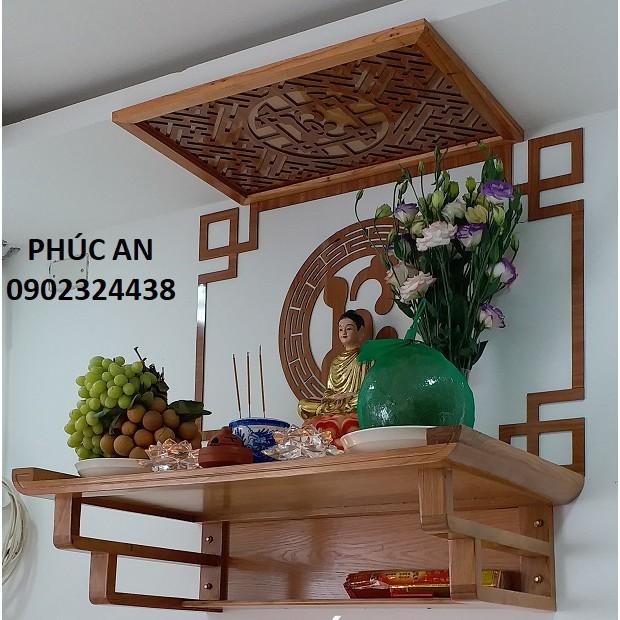 Mẫu bàn thờ phật treo tường tphcm mã 3LH80CV Size 81 x 48 trọn bộ đầy đủ y như trong hình