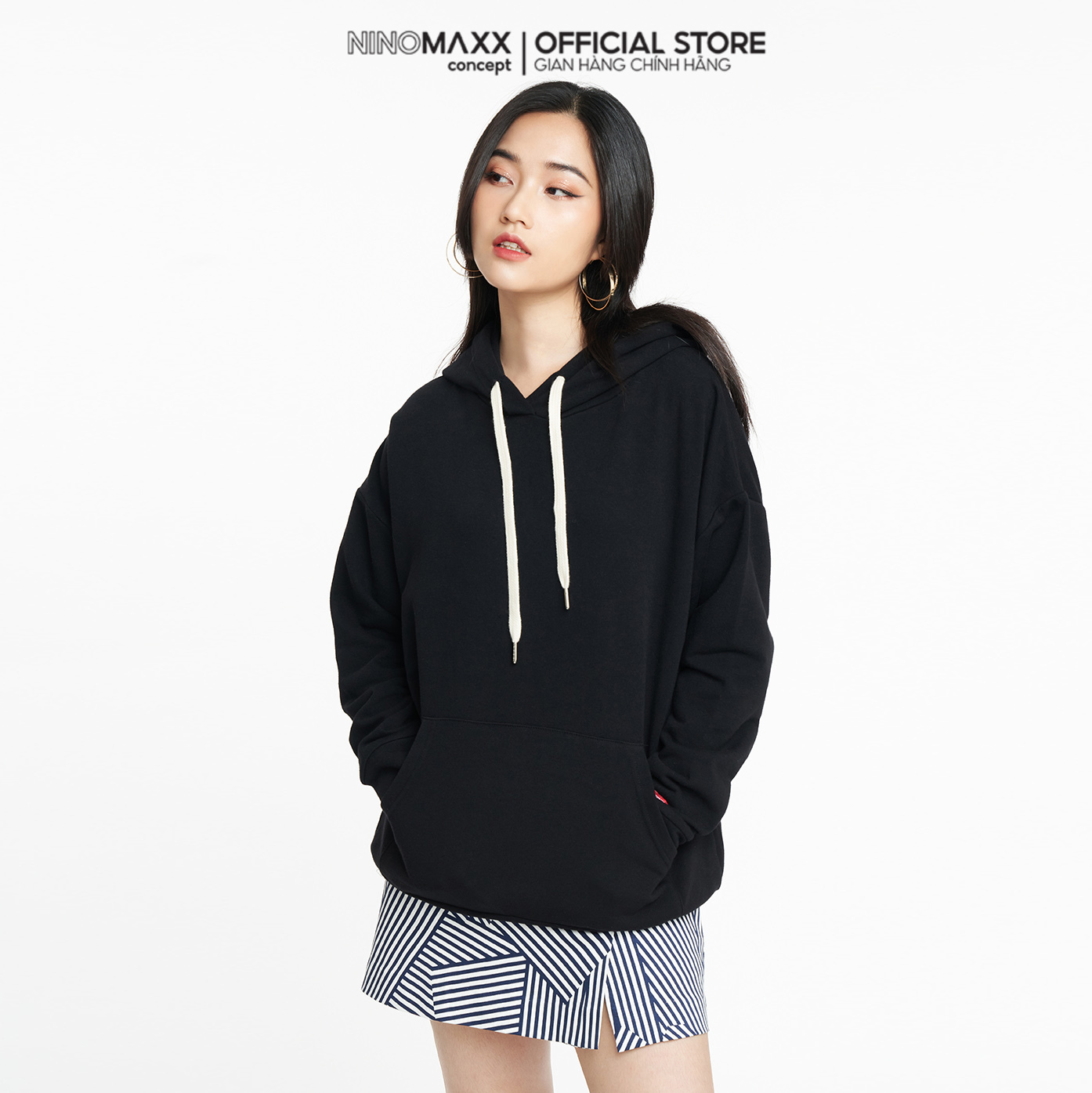 NINOMAXX Áo hoodies Nữ tay dài chất liệu cotton 2204013