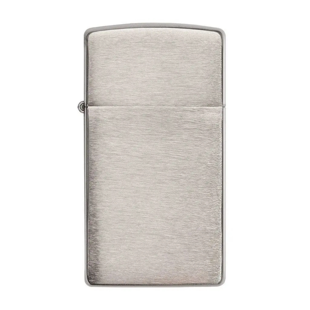 Bật lửa Zippo 1600 Slim Brushed Chrome - Dòng Zippo Nhỏ Gọn Mạ Chrome Xước Ngang Chính Hãng Mỹ, Chống Gió Cao Cấp