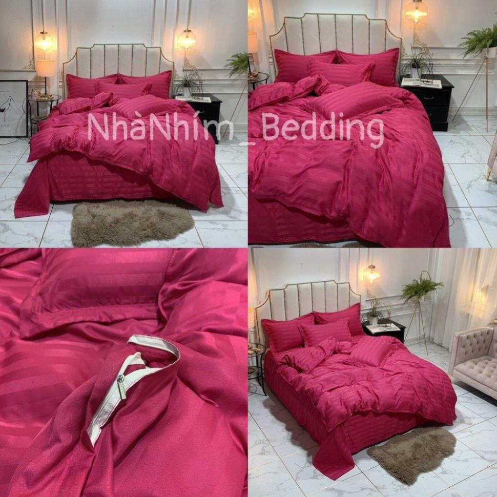 Bộ chăn ga gối Cotton 3F kẻ sọc khách sạn đủ kích thước 1m2 đến 2m*2m2