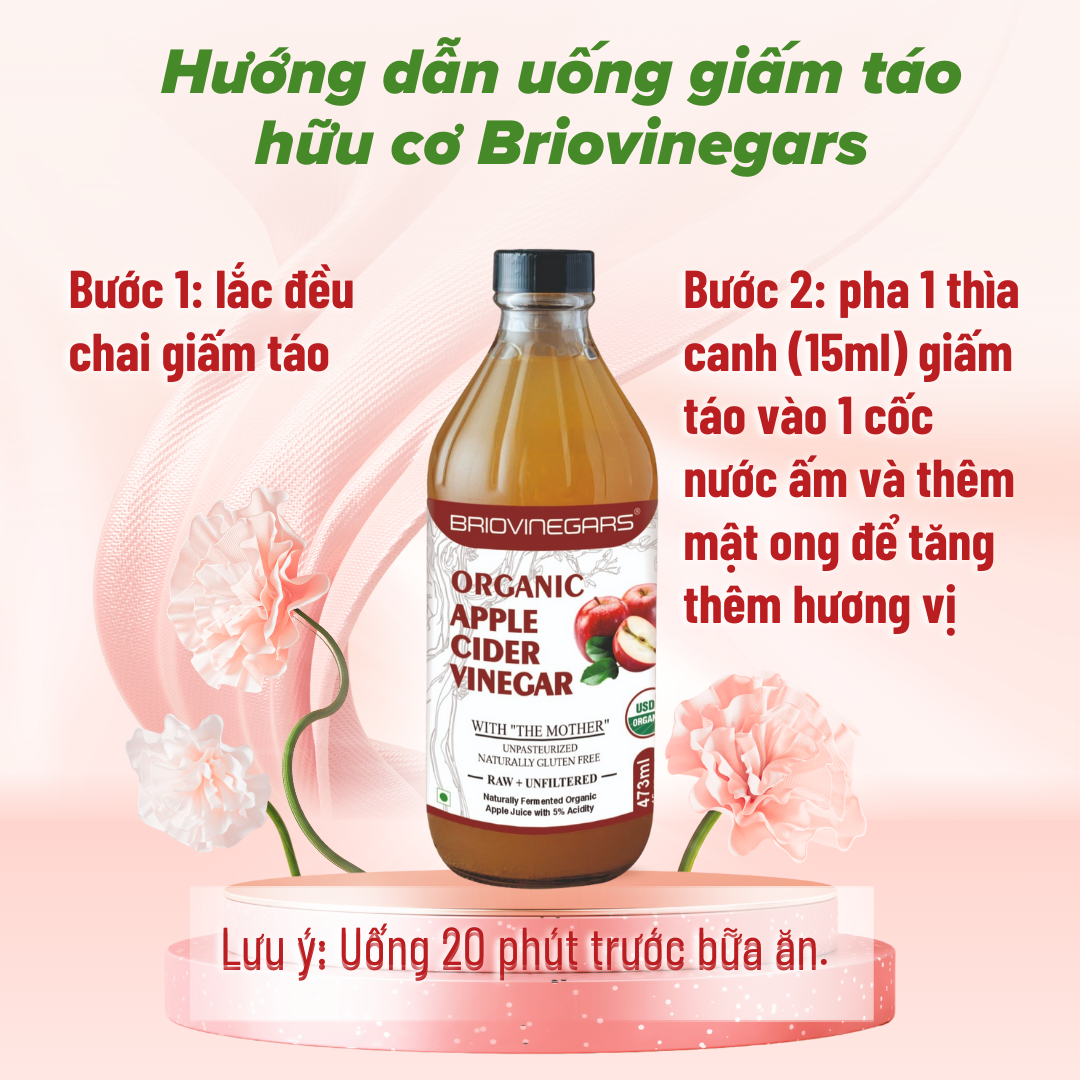 GIẤM TÁO HỮU CƠ HIỆU BRIOVINEGARS - ORGANIC APPLE CIDER VINEGAR 473ml