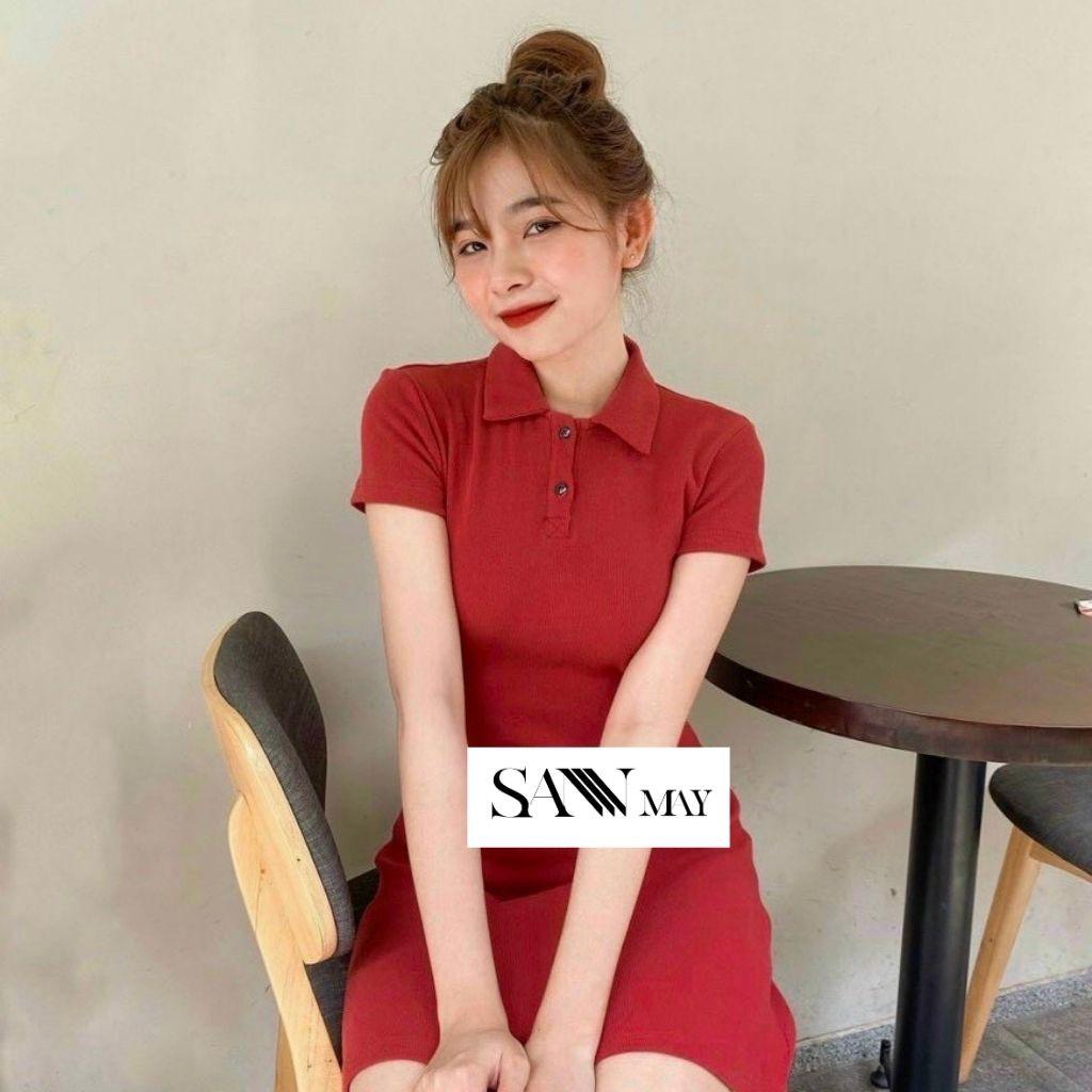 Đầm Polo Nữ Dáng Suông SANMAY Váy Thun Ôm Body, Đi Dự Tiệc Cưới Đi Chơi Biển, Công Sở Hàn Quốc, Vải Cotton Cao Cấp VD025