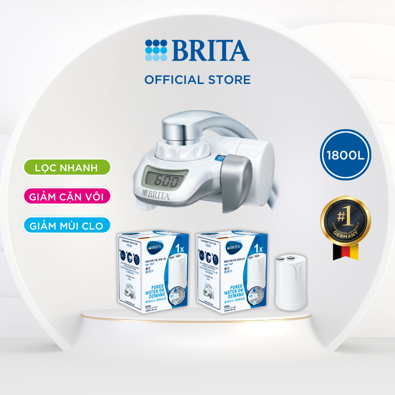 Combo Thiết bị lọc nước tại vòi BRITA ON TAP kèm 2 Lõi lọc BRITA ON TAP HF (Hollow Fibre) - Thương hiệu số 1 tại Đức