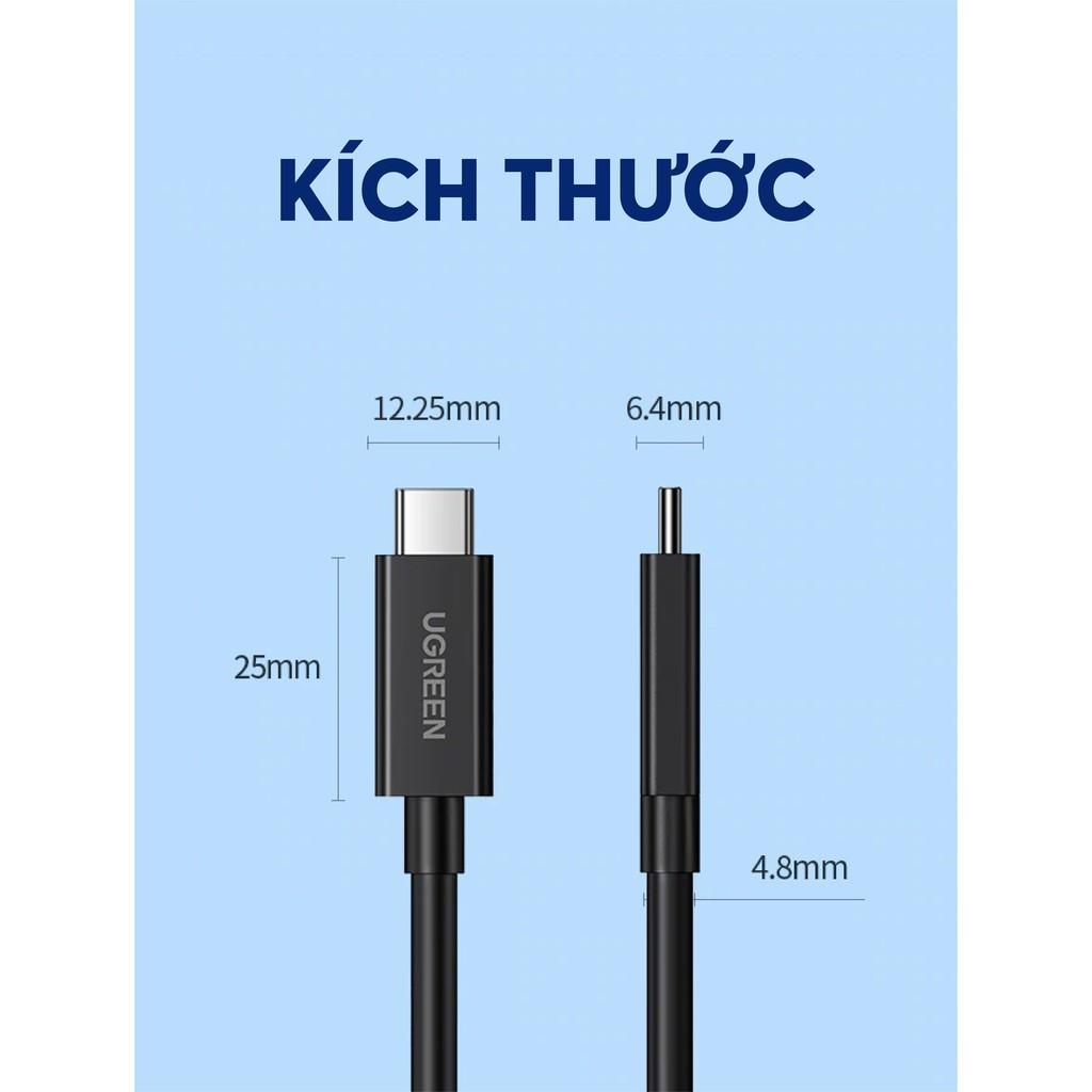 THUNDERBOLT 3 (USB Type-C Gen 3) truyền dữ liệu 40Gbps, xuất hình ảnh 5K60Hz, sạc 100W, dài 0.5-2m UGREEN US341 - Hàng chính hãng