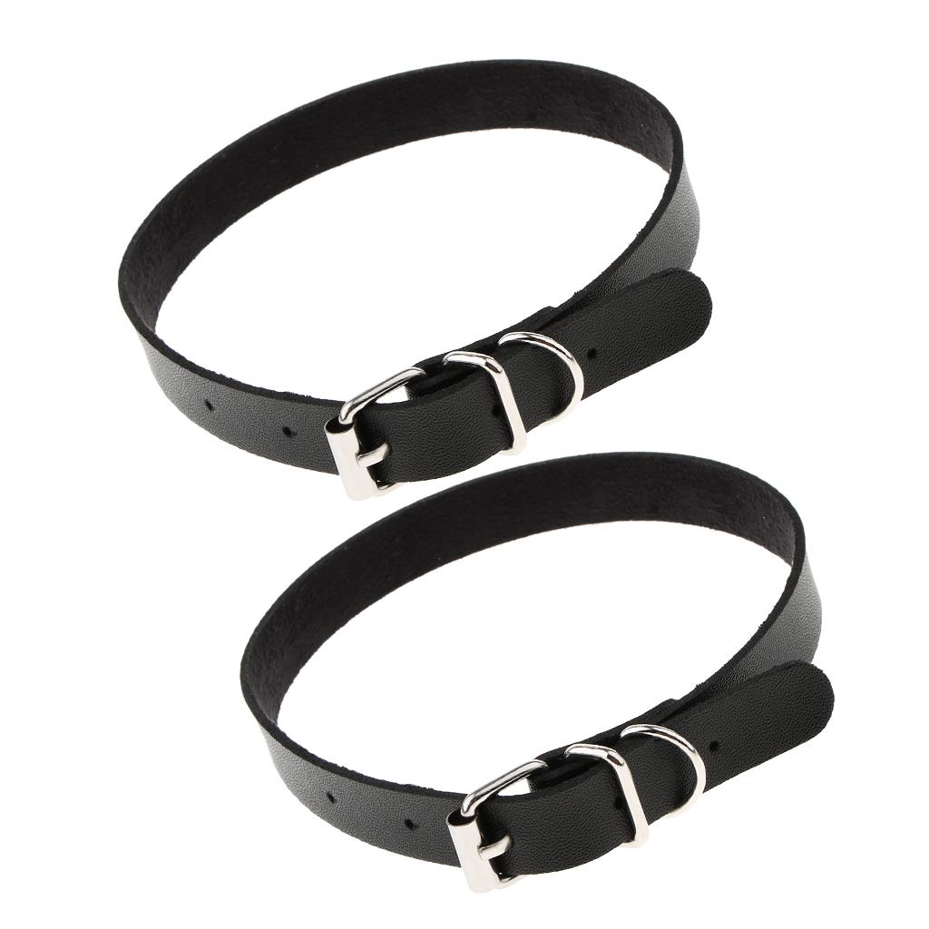 2x PU Leather Buckle Belt Collar Necklace Punk Gothic Chain Bracelet Choker