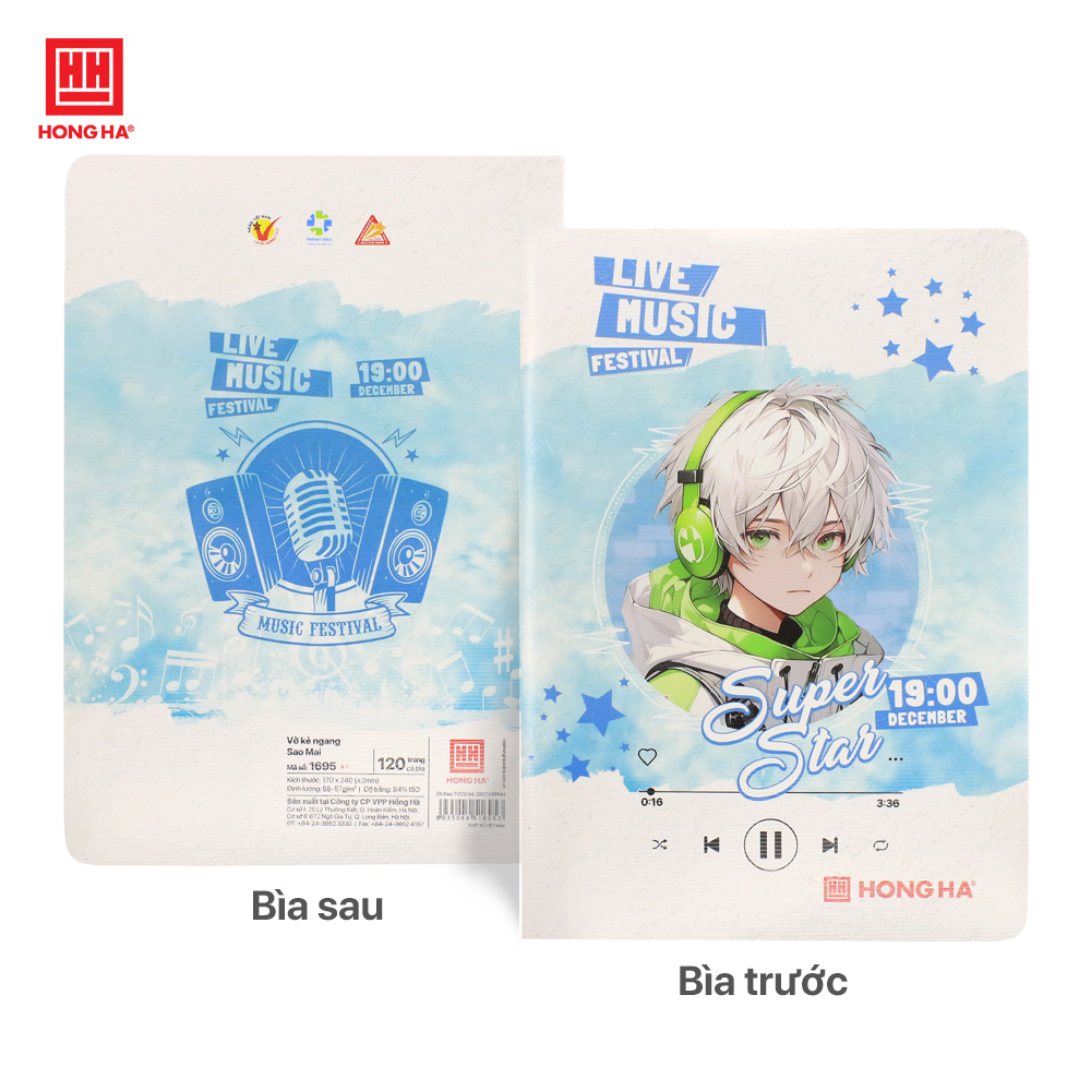 Vở kẻ ngang 120 trang Hồng Hà Sao Mai Live Music định lượng 55-57gsm - 1695