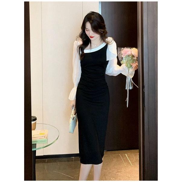 ĐẦM BODY CỔ LỆCH VAI NƠ CAO CẤP