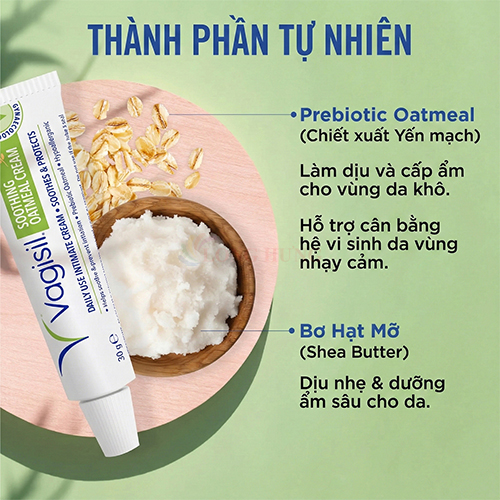 Kem dưỡng làm dịu vùng kín Vagisil Soothing Oatmeal Cream (30g) - Hàng chính hãng