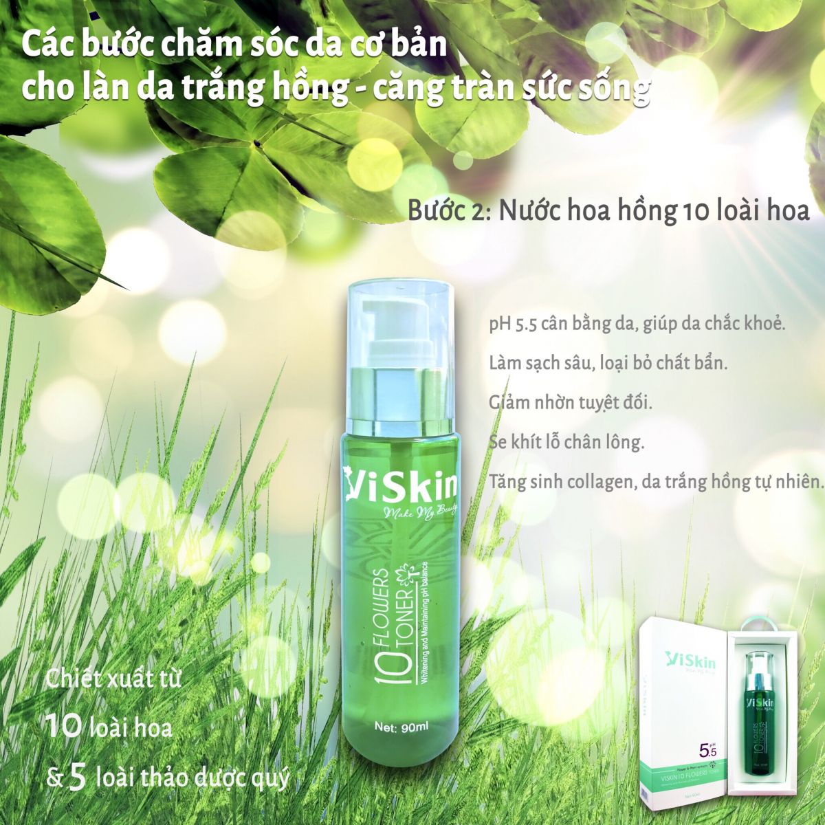 NƯỚC HOA HỒNG 10 LOÀI HOA VISKIN - pH 5.5