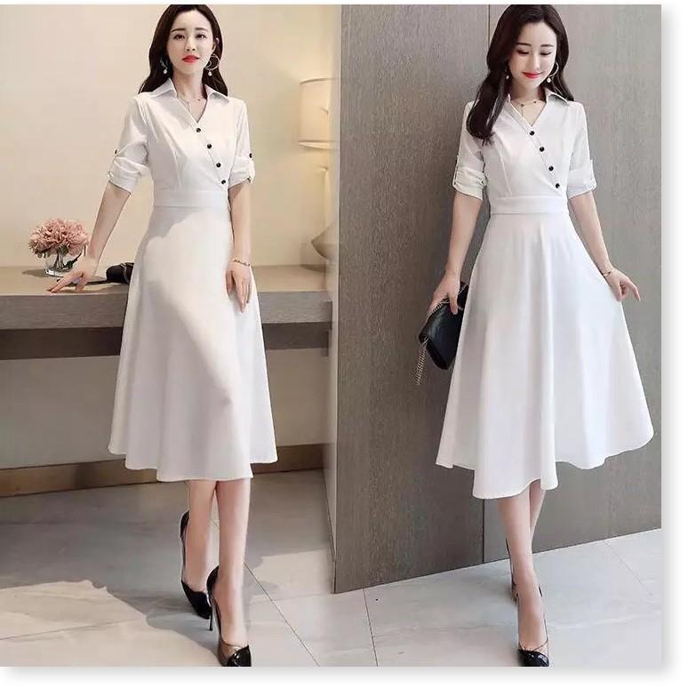 Đầm phong cách Vintage cổ sơ mi