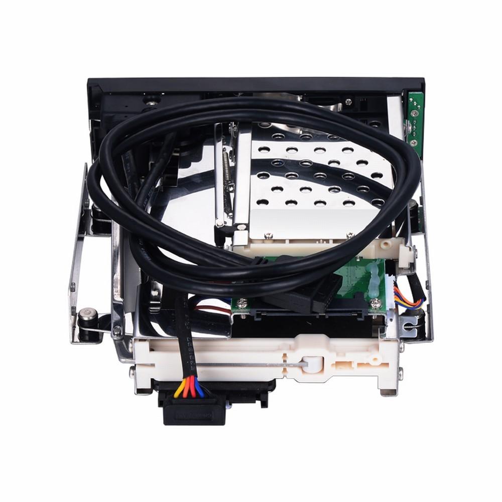 Internal Dual Slot Hard Disk Case 2.5+3.5 inch SATA HDD/SSD Enclosure Tool-free Design with 2 USB3.0 Ports Safety Locks