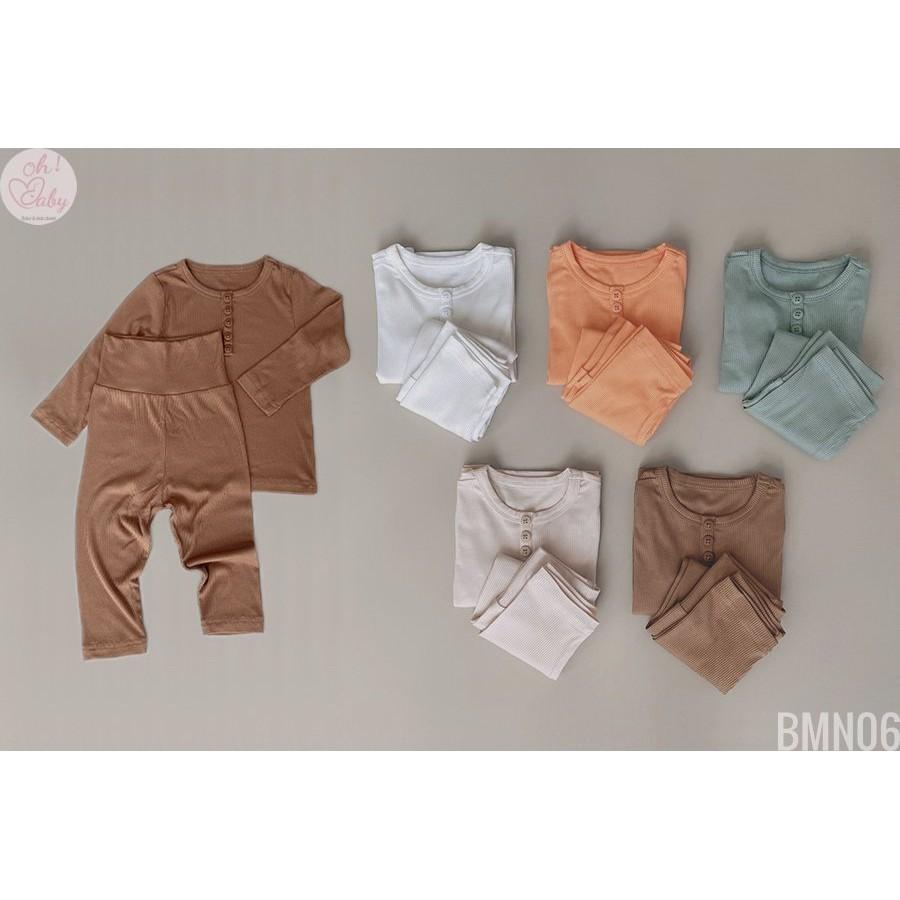 Bộ Dài Tay Minky Thun Tăm Cho bé Trai, Bé Gái