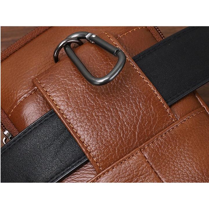 Bao da điện thoại đeo thắt lưng 3 ngăn 18 x11cm đa năng | đeo dọc| đeo ngang | da thật | to | rộng | bền| giá rẻ