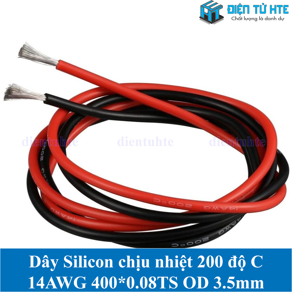 Dây điện Vỏ Silicon chịu nhiệt 200 độ C 14AWG 400*0.08TS OD 3.5mm