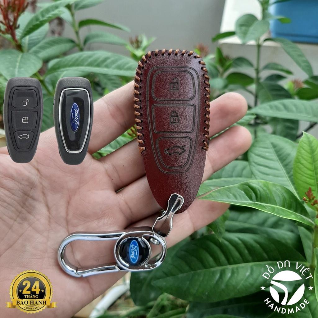 Bao Da Chìa Khóa FORD Ecosport, Fiesta, Focus. Da Bò Nhập Khẩu ITALIA, Khắc Tên + Số ĐT Chủ Xe