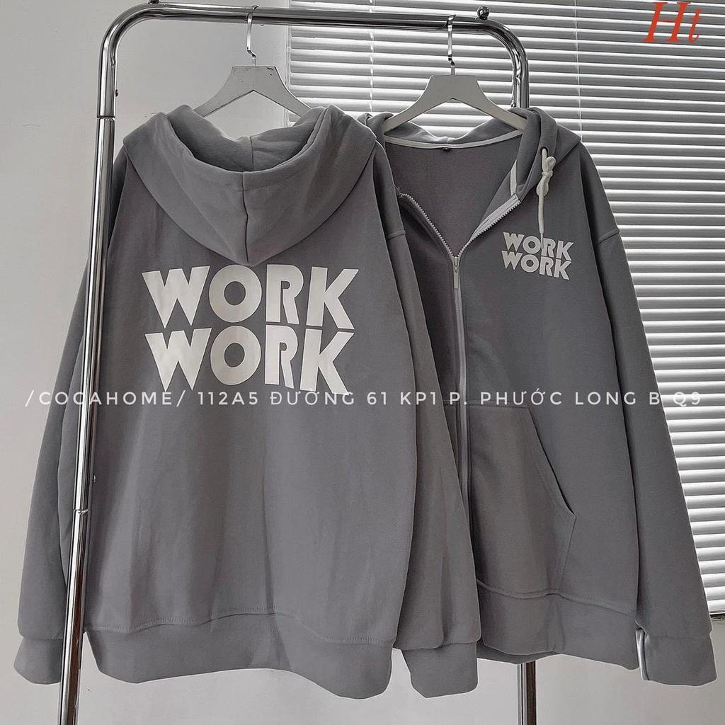 Áo Khoác Nỉ Cotton Work Áo Khoác Hoodie Dày Dặn Nam Nữ DTH09