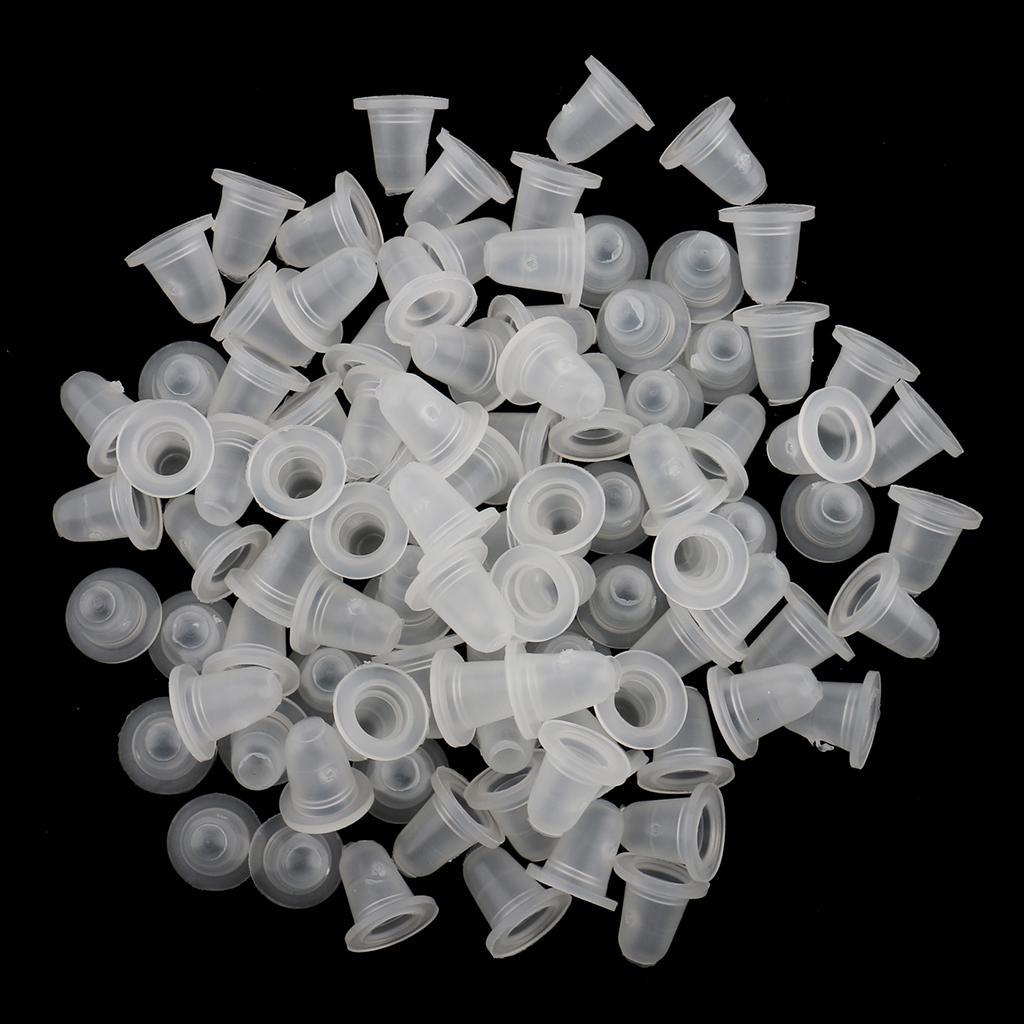 200pcs Microblading Pigment Cup Caps Silicone Ink Holder Tattoo Supply
