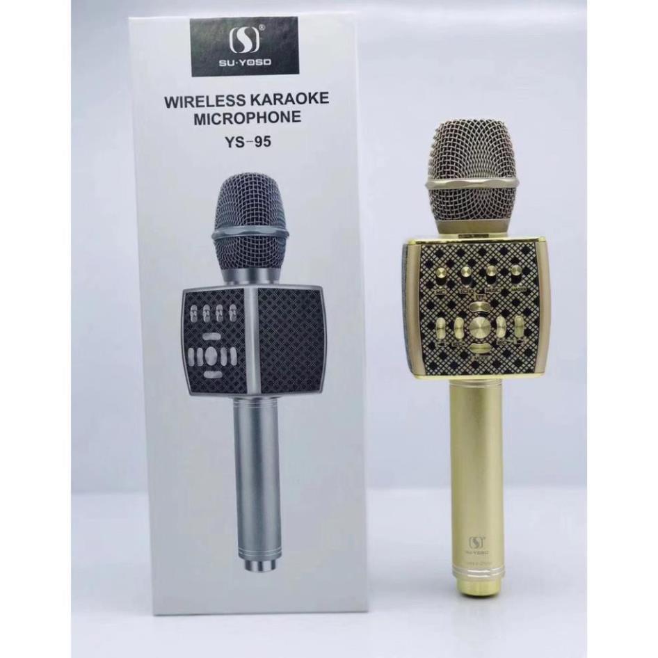 Mic Karaoke Bluetooth YS95 Tích Hợp Loa Bass Dùng Hát Tại Nhà Hoặc Livetream không dây