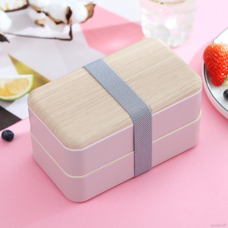 Hộp đựng cơm trưa hình chữ nhật hai ngăn tiện dụng