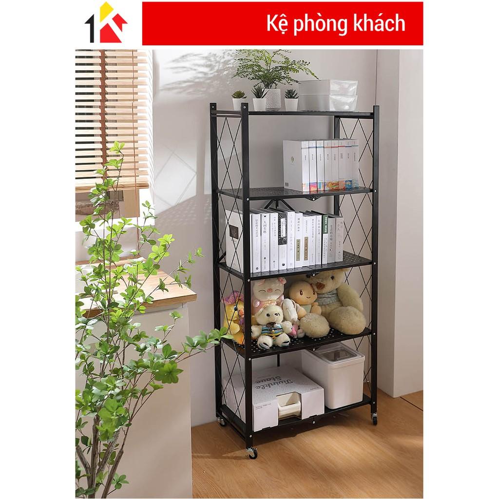 KỆ GẤP GỌN Để Đồ Đa Năng Nhà Bếp 3 Tầng 4  Tầng 5 Tầng Thông Minh Kalpen, Thép Carbon, Sơn Tỉnh Điện Chống Rỉ Cao Cấp, KX