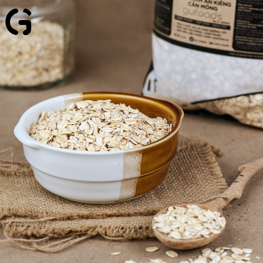 Yến mạch tươi cán mỏng GUfoods - Ăn kiêng, Giàu chất xơ, Hỗ trợ giảm cân, Tập gym, Eat clean