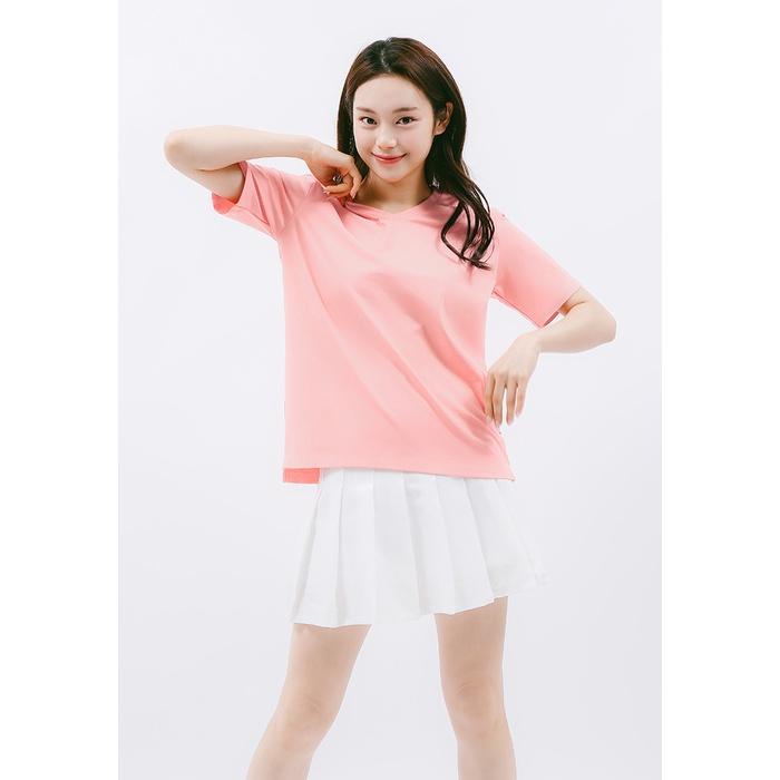 ÁO THUN TRƠN CỔ TIM NỮ - BASIC PLUS V NECK T-SHIRT - LO21162002