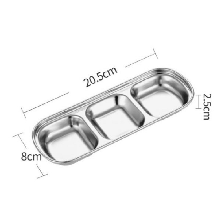 Khay Đựng Nước Sốt , Nước Chấm 3 ngăn Bằng Inox 304 Chất Lượng Cao