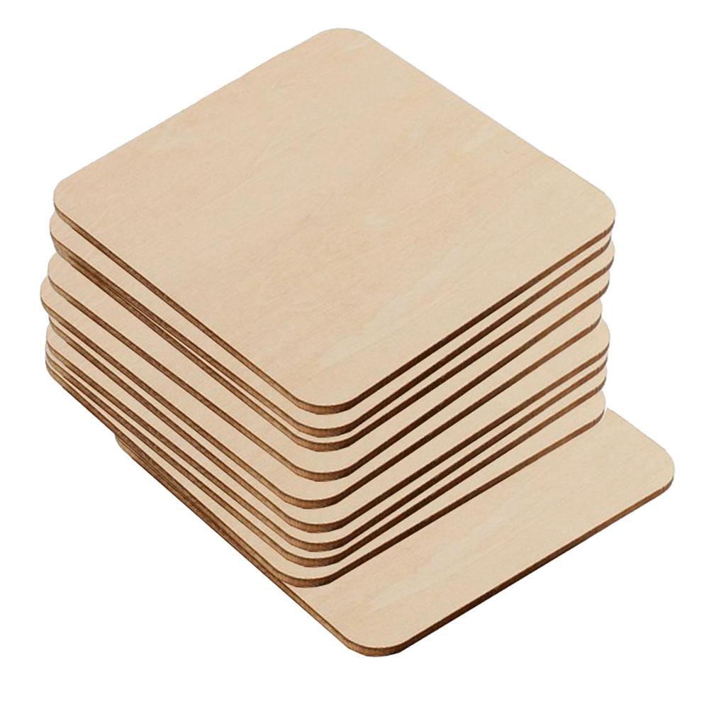 20 X Unfinished Woodcraft Square Wood Pieces Blank Round Corner 6.4*6.4cm