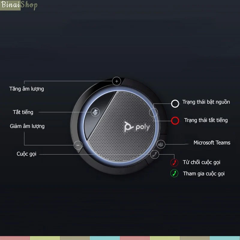 Poly Calisto 5300 - Micro Kèm Loa Hội Nghị Trực Tuyến, Bluetooth 5.0, Tích Hợp Microsoft Teams Dành Cho Nhóm 3-5 Người - Hàng chính hãng