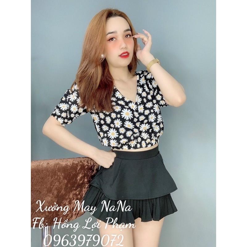 Áo kiểu tay phồng hoa nhí dễ thương