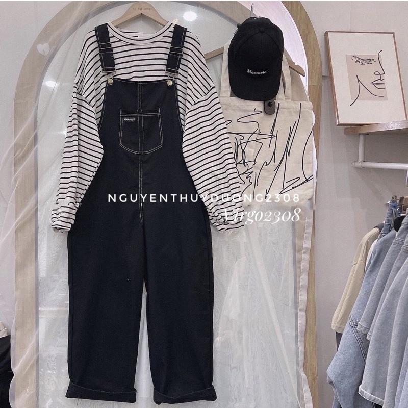 QUẦN YẾM JEANS CHỈ NỔI DÁNG DÀI Y01 style Hàn quốc