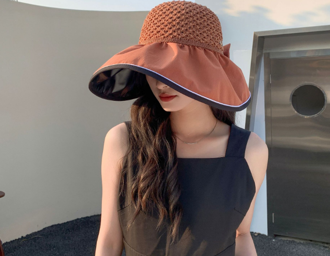Mũ rộng vành gắn nơ phong cách Hàn, nón chống nắng nữ thời trang mới