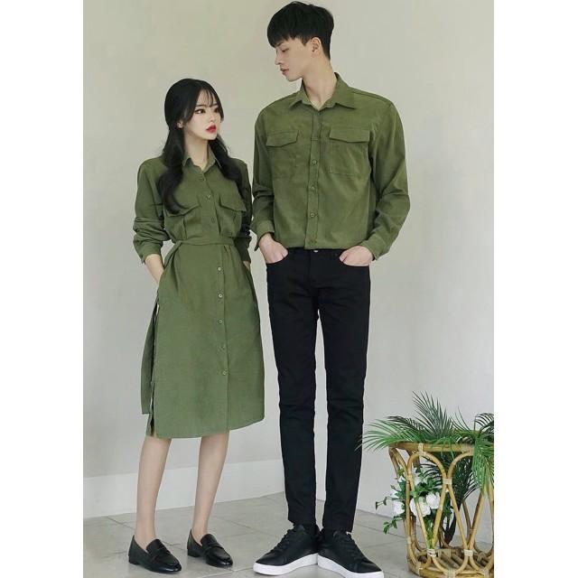 Váy đôi kiểu sơmi và sơmi nam phối hợp