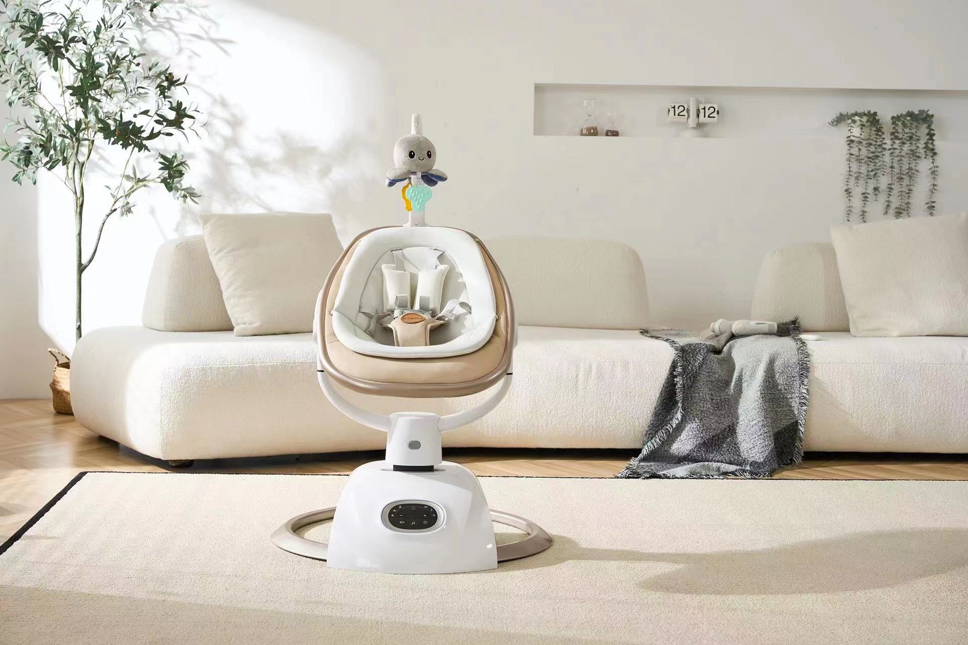 Nôi rung ru ngủ bằng điện tự động 2in1 ngả lưng 3 tư thế, nằm 175 độ, với 6 kiểu đưa nôi, Bluetooth phát nhạc