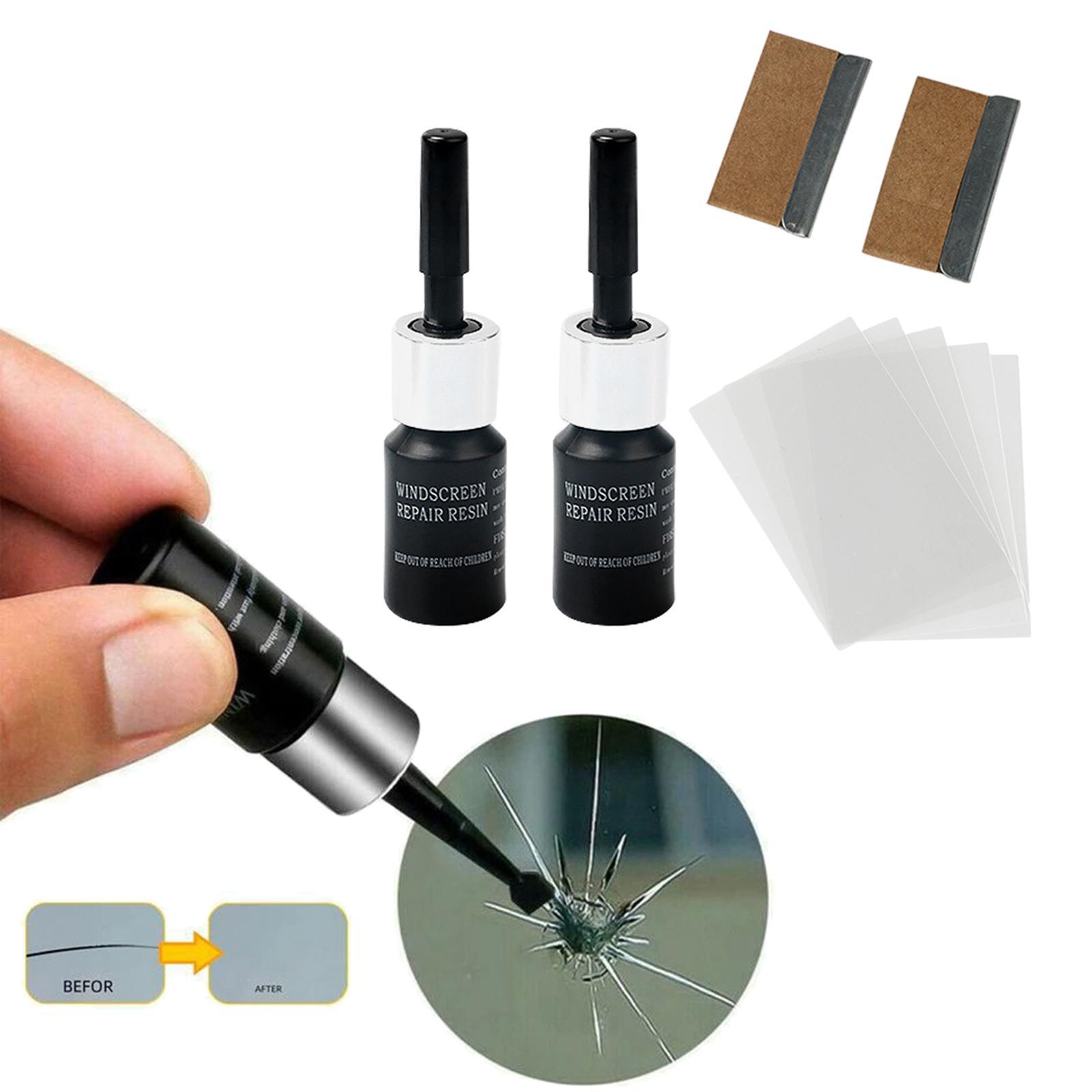 2Pcs Vehicle Glass Repair Fluid Windshield Resin Crack Tool Car Fix Windscreen Tool