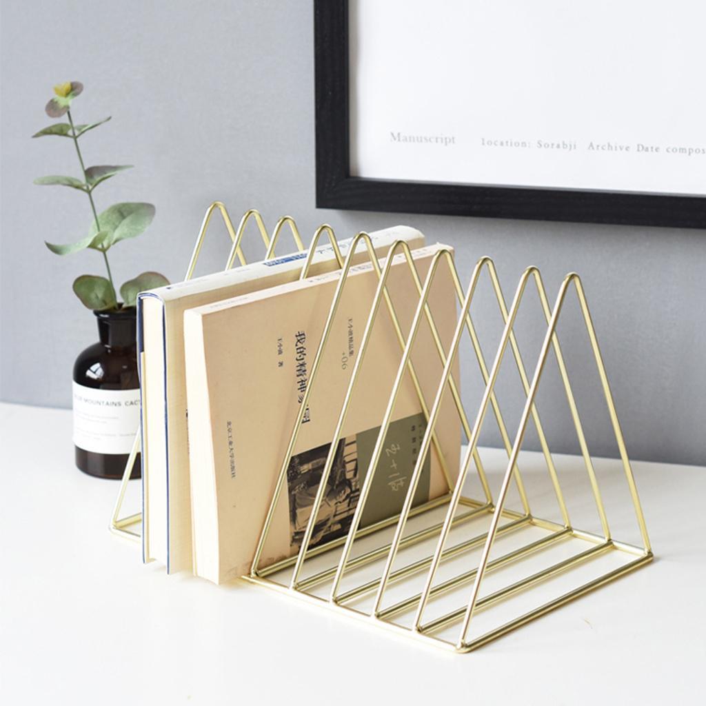Chic Rose Gold Metal Bookshelf Magazine Book Stand Rack Holder, Desktop Organizer