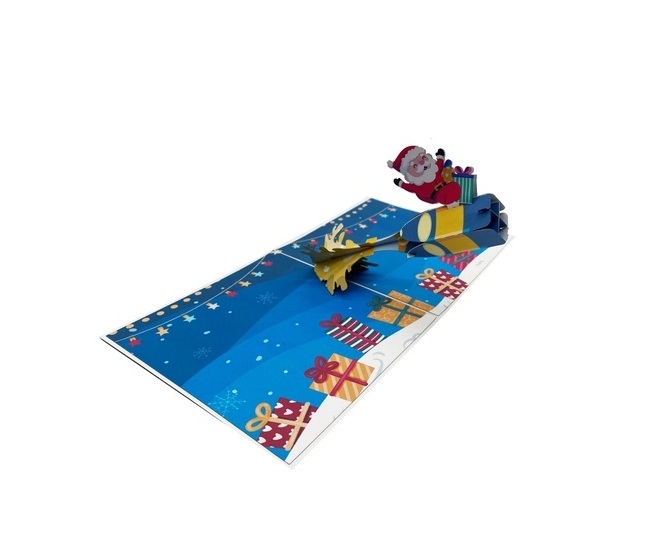 X34 -  THIỆP NOEL 3D ÔNG GIÀ NOEL TRƯỢT TUYẾT – MERRY CHRISTMAS