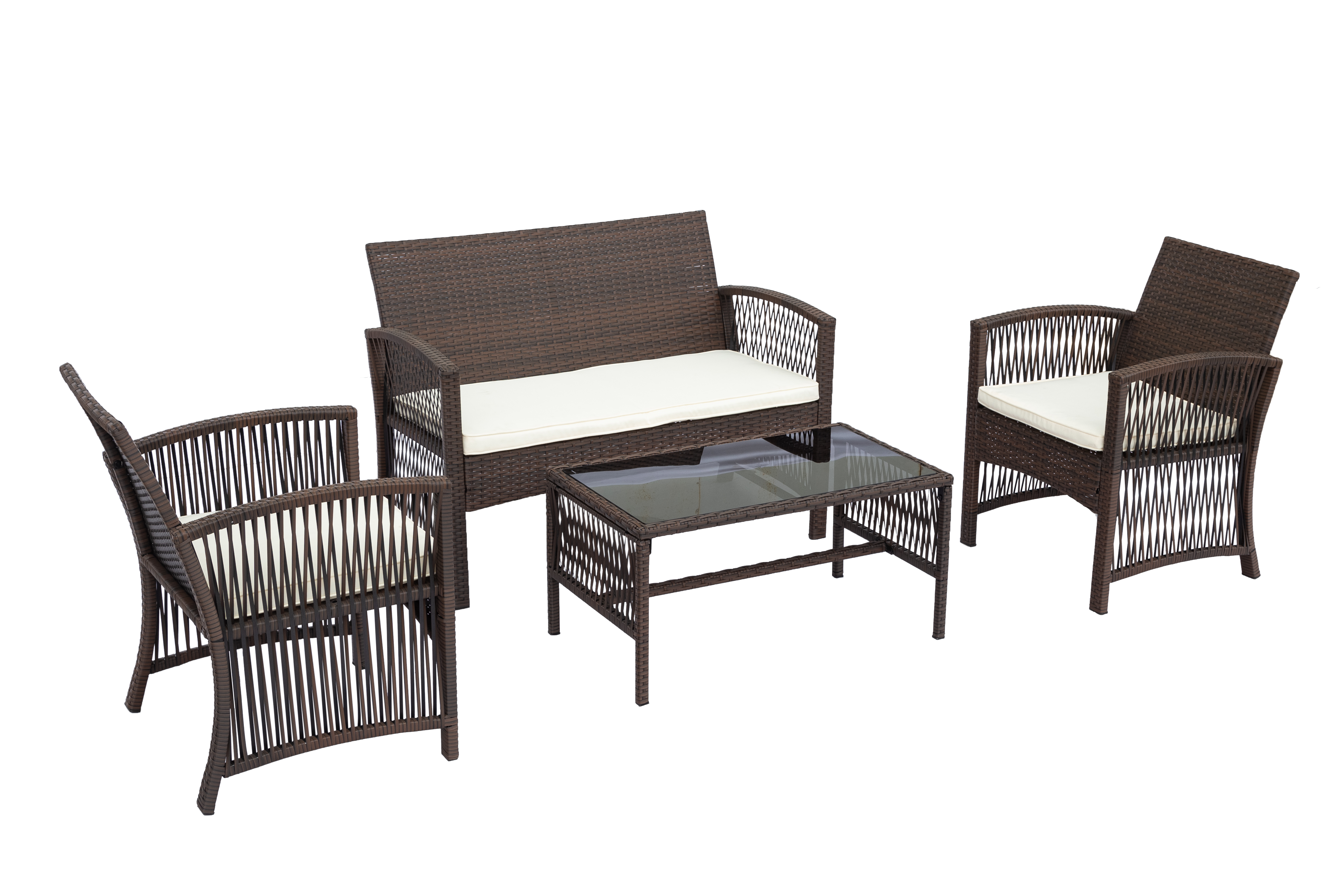 WEGO Brown - Bộ bàn ghế sân vườn/ Ban Công/ Hồ bơi -  3 GHẾ NGỒI // Outdoor Furniture Rattan Chair Set Rattan Sofa 3 Seater Garden Table and Chair