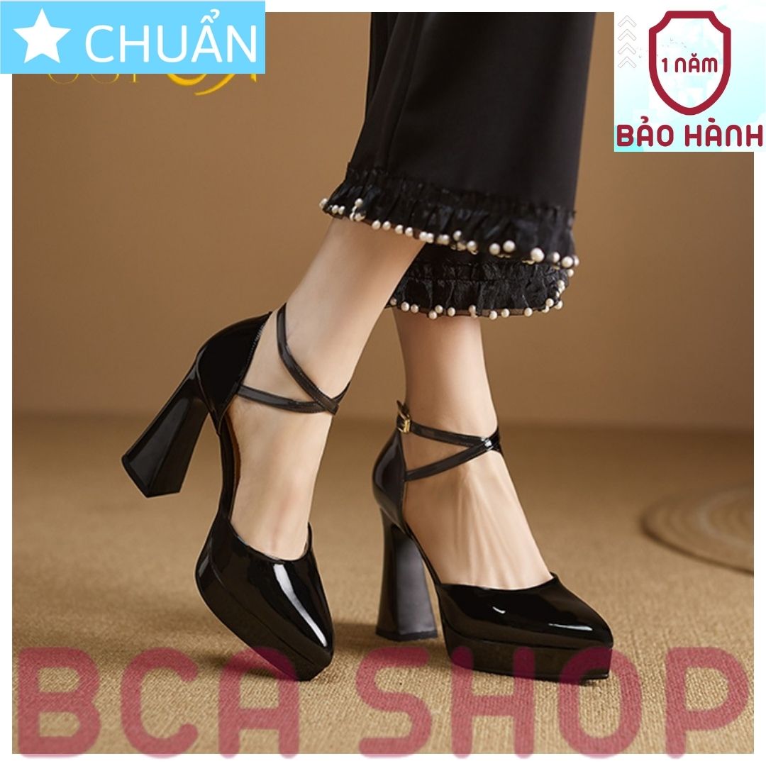 Giày cao gót nữ 8p RO493 ROSATA bít mũi có quai cài ôm cổ chân kiểu dáng thanh lịch và sang trọng - màu đen
