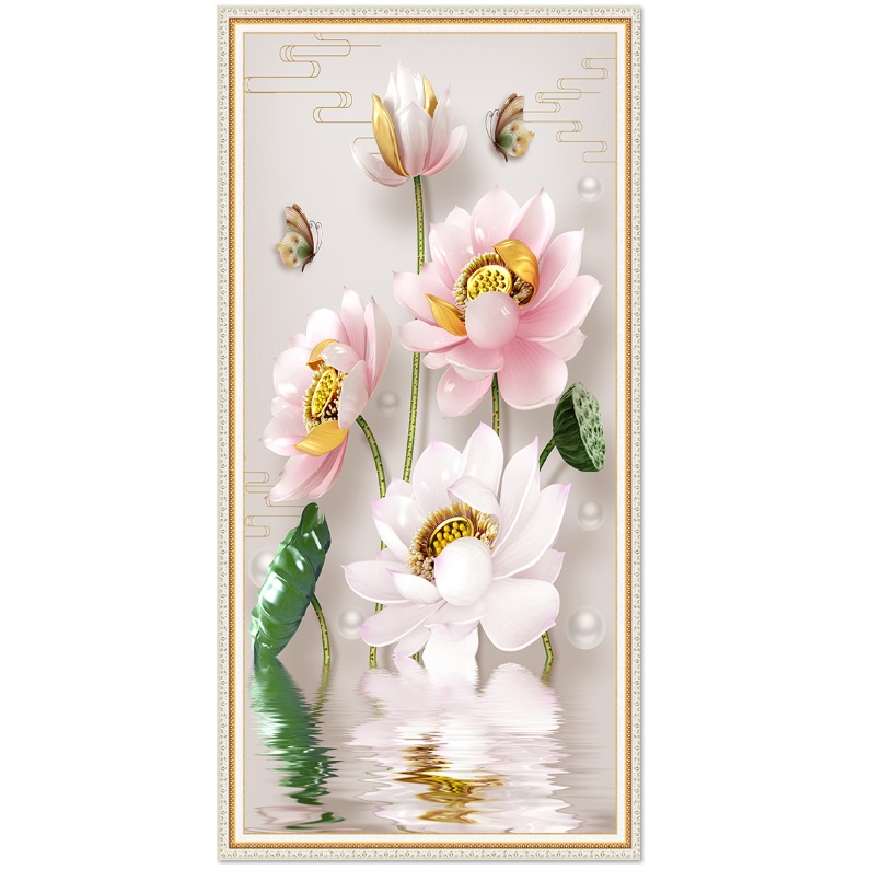 Decal hoa sen hồng trang trí tường LV-0221