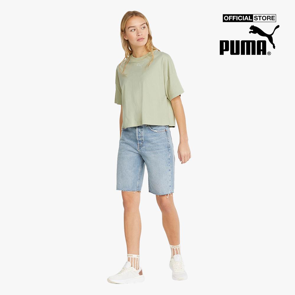 PUMA - Áo croptop nữ cổ tròn ngắn tay HER 847602
