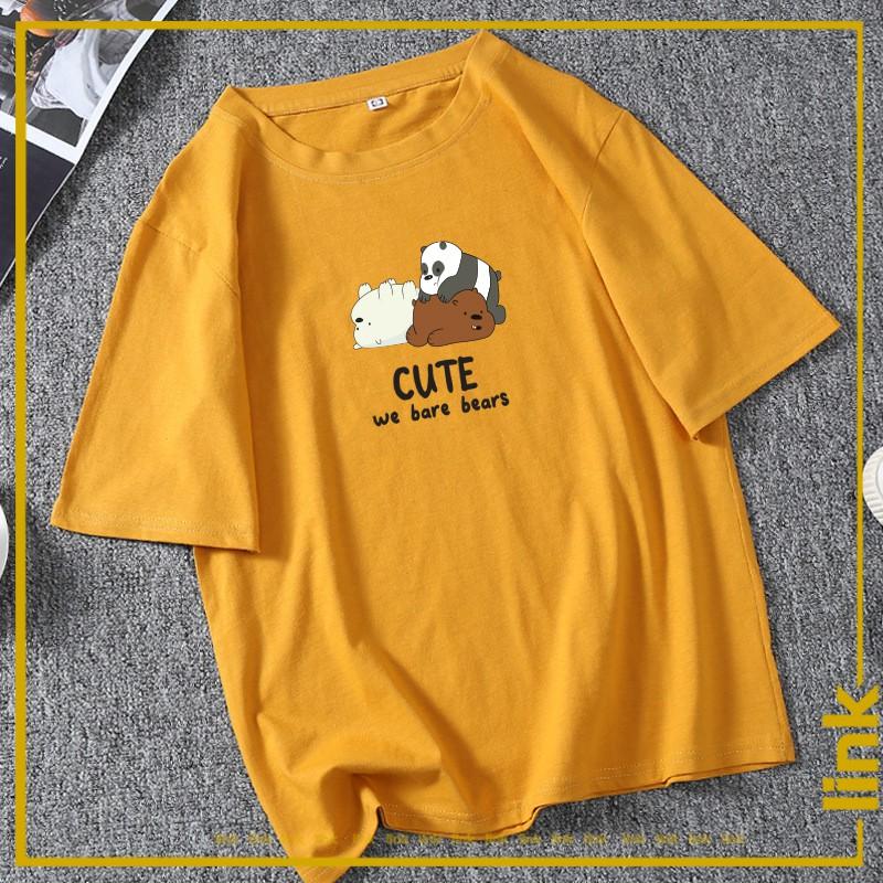 Áo thun unisex GẤU WE BARE BEAR tay lỡ dáng rộng