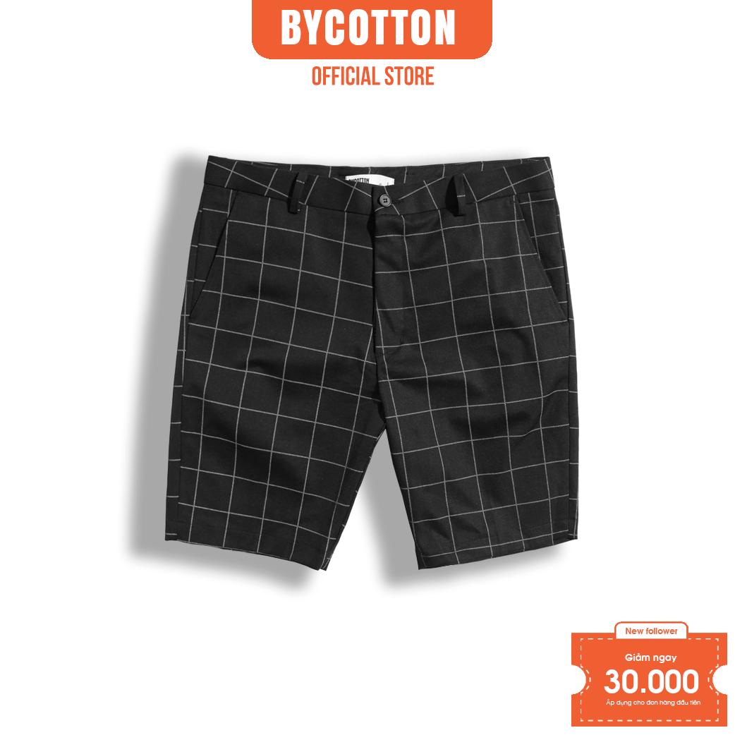 Quần Short Kate Cotton Nam BY COTTON Checked Black Trouers