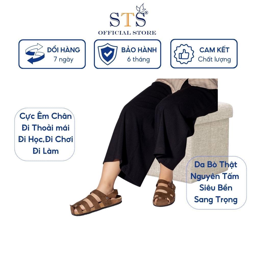 Sandals rọ quai hậu da bò nam nữ cao cấp xuất khẩu châu Âu SDRO01 BH 6 THÁNG